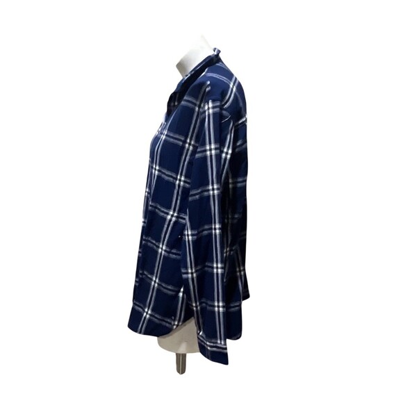Jachs Girlfriend Womens Button-Up Shirt Size XL Navy Blue White Plaid - Picture 6 of 10